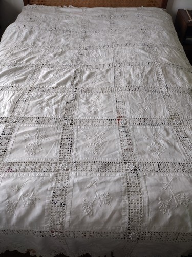 Vintage handmade white linen - handmade,