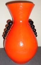 GRANDE VASO DECO' ARANCIO ROSSO CIMA PERUGIA ANNI '30 POTTERY RARO DERUTA PARTIC