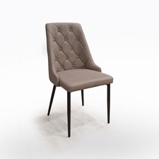 SEDIA MOD. JANET IN METALLO NERO E PU VINTAGE TORTORA