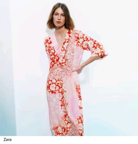 Abito midi caftano lino - , zara