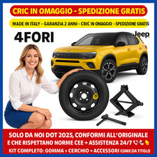 ?Kit Ruotino Scorta Jeep Avenger 16” 4Fori Con Cric Emergenza Stradale DOT2025