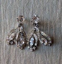 Coro Orecchini Vintage doppio pendente con strass