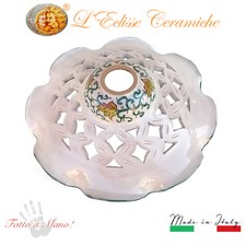 LAMPADARIO IN CERAMICA DI VIETRI TRAFORATO E DECORATO A MANO IN FLOREALE VERDE