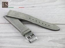 Cinturino orologio 18 19 20 22 vera pelle scamosciata italiana LS SUEDE CUCITO grigio cenere