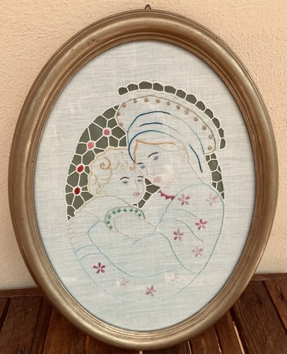 Quadro ovale ricamato mano - ovale, a