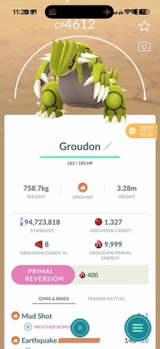 Shiny groudon 2019 lvl - 50, &