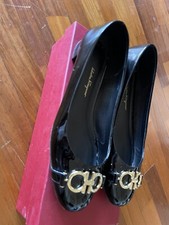 SALVATORE FERRAGAMO Ballerine Garda in vernice con Gancini Tg.39( 9 US)