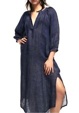 ZARA Vestito a Tunica in Lino Blu Indaco Vestibilità Ampia  - Taglia XS 