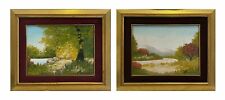 Coppia dipinti numerati ad olio su tela boschi con cornici (G38) Come da foto 30