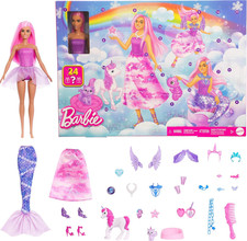 Barbie Calendario dell'Avvento con Bambola e 24 Accessori Giocattolo Sorpresa Tra cui Unicorno