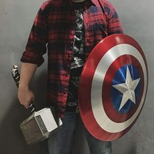set di 2 scudi Capitan America con martello Thor in alluminio replica cosplay