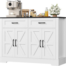 Credenza Cucina, Mobile Dispensa Con 4 Ante E 2 Cassetti, Armadietto Organizzato