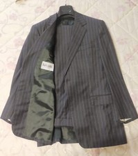 Abito Uomo Confezionato in sartoria Tg.52 Col.Grigio scuro Gessato Marrone