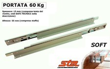 GUIDE SCORREVOLI a Sfera AMMORTIZZATE con STAFFE a L Portata 60kg Estraz. Totale