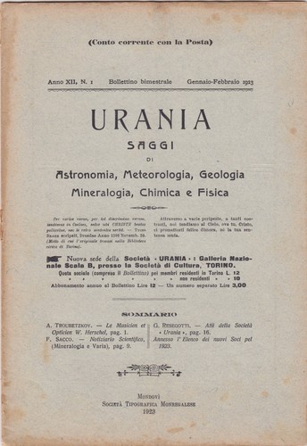 Urania rivista 1923 anno - rivista,, 1923,