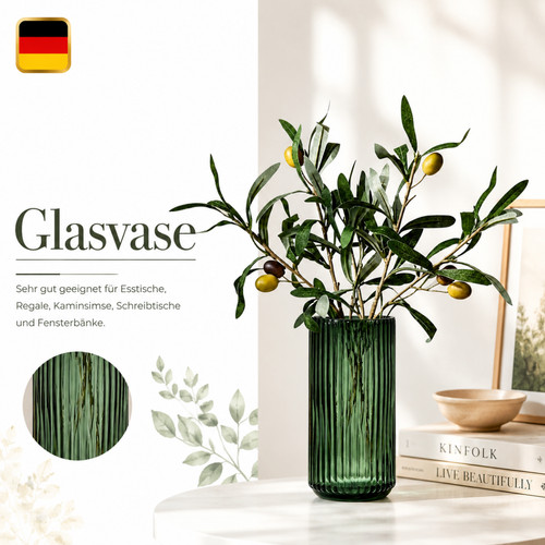 Vaso vetro verde costine - vetro,