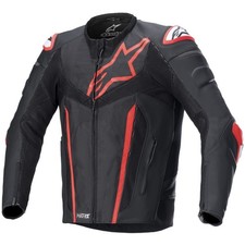 Alpinestars Fusion Giacca di Pelle Uomo Nero/Rosso Fluo Giacca Moto Tech-Air