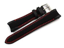 Cinturino Pelle compatibile Rolex GMT/OYSTER Nero Rosso Cordura 20/16mm Fibbia