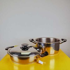 coppia di pentole vintage amc con coperchio