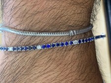 BRACCIALE TENNIS UOMO DONNA ORO BIANCO 18 KT CON DIAMANTI 0,50 CT E ZAFFIRI 2,80