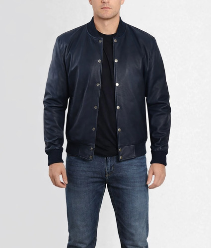 Giacca pelle blu - giacca, navy