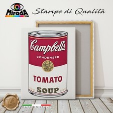 Best QUADRO Andy Warhol Campbell's SOUP STAMPA TELA CANVAS POP ART pomodori red 