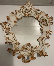 Elegante specchio Vintage In Ceramica Decorata , Bassano