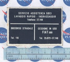 ADESIVO VINTAGE STICKER AUTOCOLLANT AUFKLEBER TUNING FIAT 500 ASSISTENZA SOCI