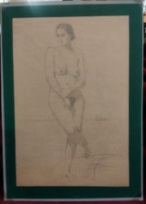 DISEGNO MATITA SU CARTA 1940 - DONNA NUDA - ALFONSO DI PASQUALE (1899-1987)