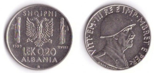 1939 albania lek vittorio - albania,
