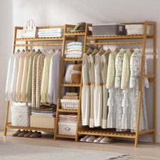 Armadio Aperto in Bambù guardaroba armadietto Stand appendiabiti multiuso 160CM