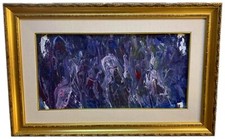 Dipinto astratto Acrilico su tela quadro classico cornice oro barocca  cm 44x23