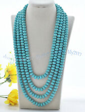 Collana perle pietre preziose rondelle turchese blu naturale 5x8 mm 36-100'' senza chiusura