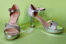 Sandali Donna La Bottine Souriante Ecopelle Argento Tacchi Decollete Numero 37