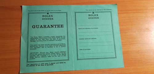 Rolex oyster garanzia - rolex, inglese