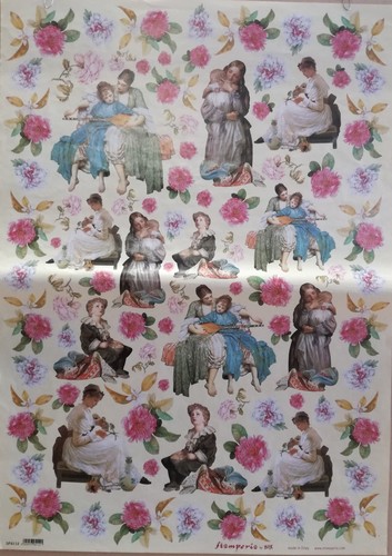 Carta decoupage peonie dame - peonie,