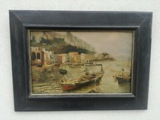 Fausto Pratella (Napoli, 1888 - 1946) olio su compensato Marina 40x25 cm