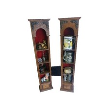 Coppia Teca vetrina in legno da parete espositore collezione vintage anni 70