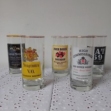 bicchieri Anni70 serigrafati  marchi vintage  four roses VAT 69 Captain Morgan