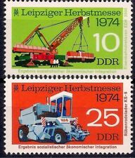Germania DDR 1974 Lipsia fiera gru macchinario trattore industria commercio 2v MNH