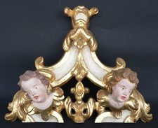 Antico frammento d'altare/cimasa in legno scolpito con putti - Metà '800