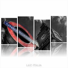 Londra - Quadro moderno bianco nero 152x78 per soggiorno ufficio stampa su tela 