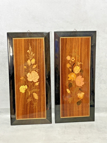 Vintage wooden inlaid floral - vintage,