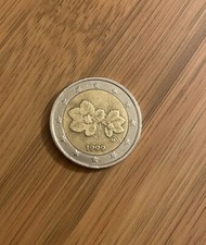 moneta 2 due euro 1999 finlandia bacca a fiori del lampone, errore (eccesso met)