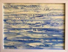 Quadro” vele” olio su cartone  telato 30 x 40 cm compresa cornice 