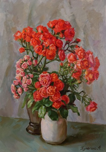 Natura morta floreale con - , rose