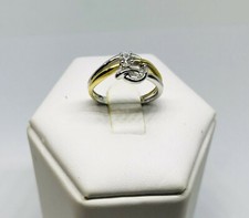 1 anello solitario 2 colori con Diamante ct 0,11 Oro bianco giallo 18 kt Gold 