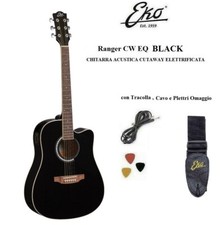 EKO RANGER CW EQ BLACK CHITARRA ACUSTICA ELETTRIFICATA NERA + TRACOLLA +CAVO