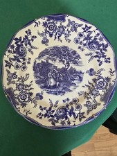 Ceramica Quadrifoglio Italy Blue & White 10" Plate~ Victorian Design~ Courting
