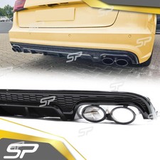 Diffusore Posteriore + Terminali di Scarico Nero per AUDI A6 C7 4G Berlina Avant S Line 15-18